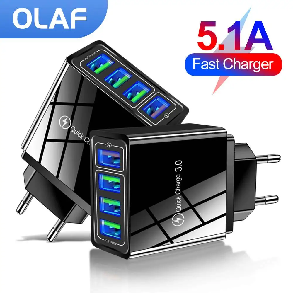 

OLAF 4U USB Charger Support Quick Charge 3.0 for iPhone 13 12 11 Pro Max Huawei Xiaomi Sansung 3.1A Fast Chargeing USB A Charge