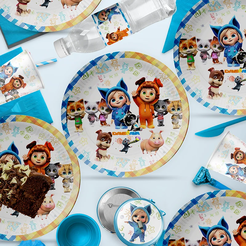 Disney Дэйв и ава сделай сам день рождения одноразовая фотография ткань этикетка