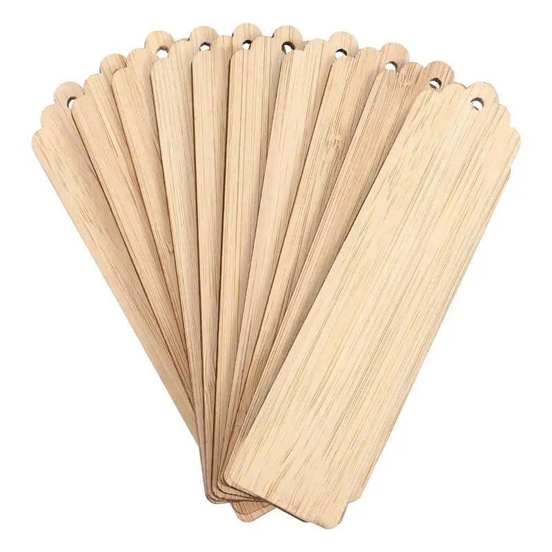 

10pcs Wood Blank Bookmarks Unfinished Wood Tags Creative Wooden Craft Bookmarks