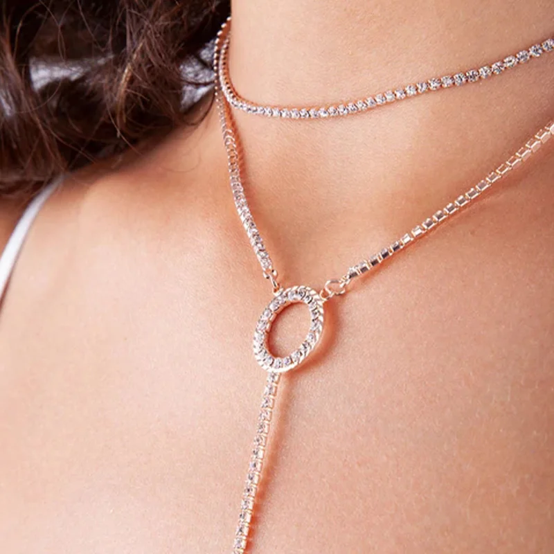 Модное Двухслойное Ожерелье Стразы Stonefans чокер для женщин длинное ожерелье