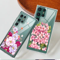 phone case for samsung galaxy s22ultra s22 back shell covers flower fundas for samsung s22 luxury transparent pctpu bumper