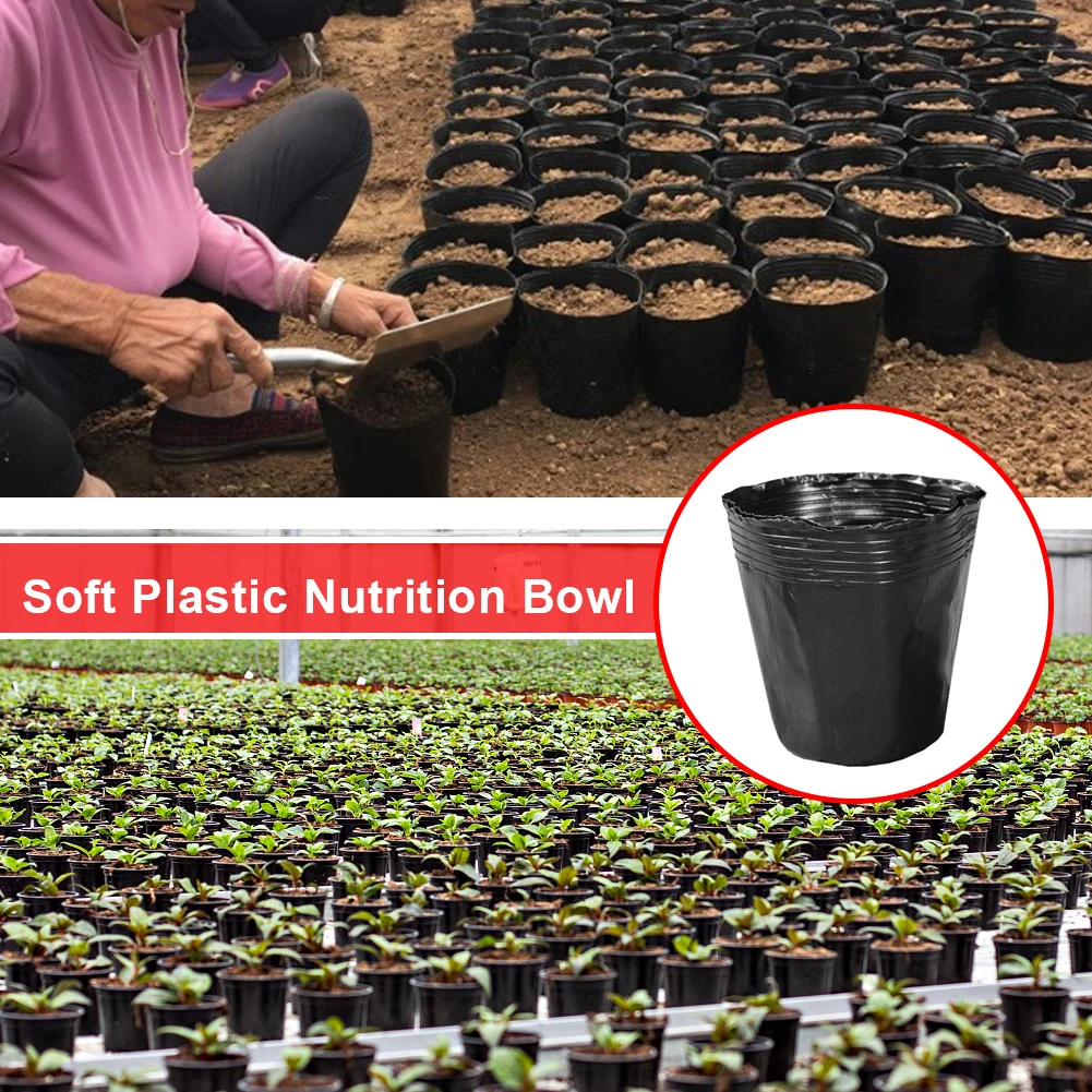 

100x Plastic Grow Flower Pot Plant Seeds Nursery Box Garden Propagation Container Grow Bag Seedling Growth for Garden Supplies