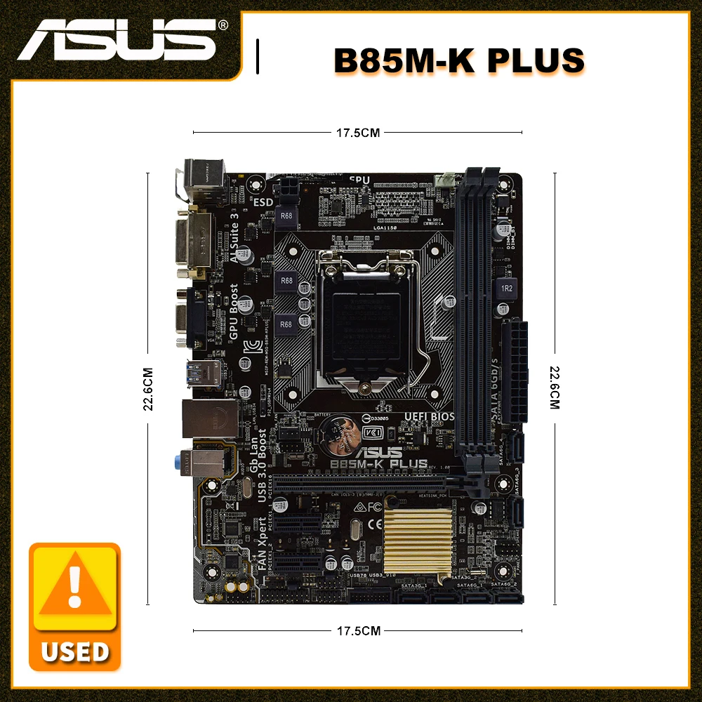 

LGA 1150 Motherboard ASUS B85M-V5 PLUS Motherboard 1150 DDR3 Intel B85 16GB PCI-E 3.0 DVI SATA III Micro ATX For Core i3-4170