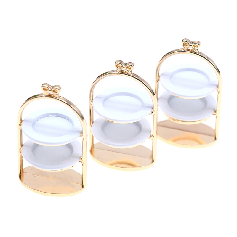 1:12 кукольный домик миниатюрная металлическая подставка для десерта с тарелками