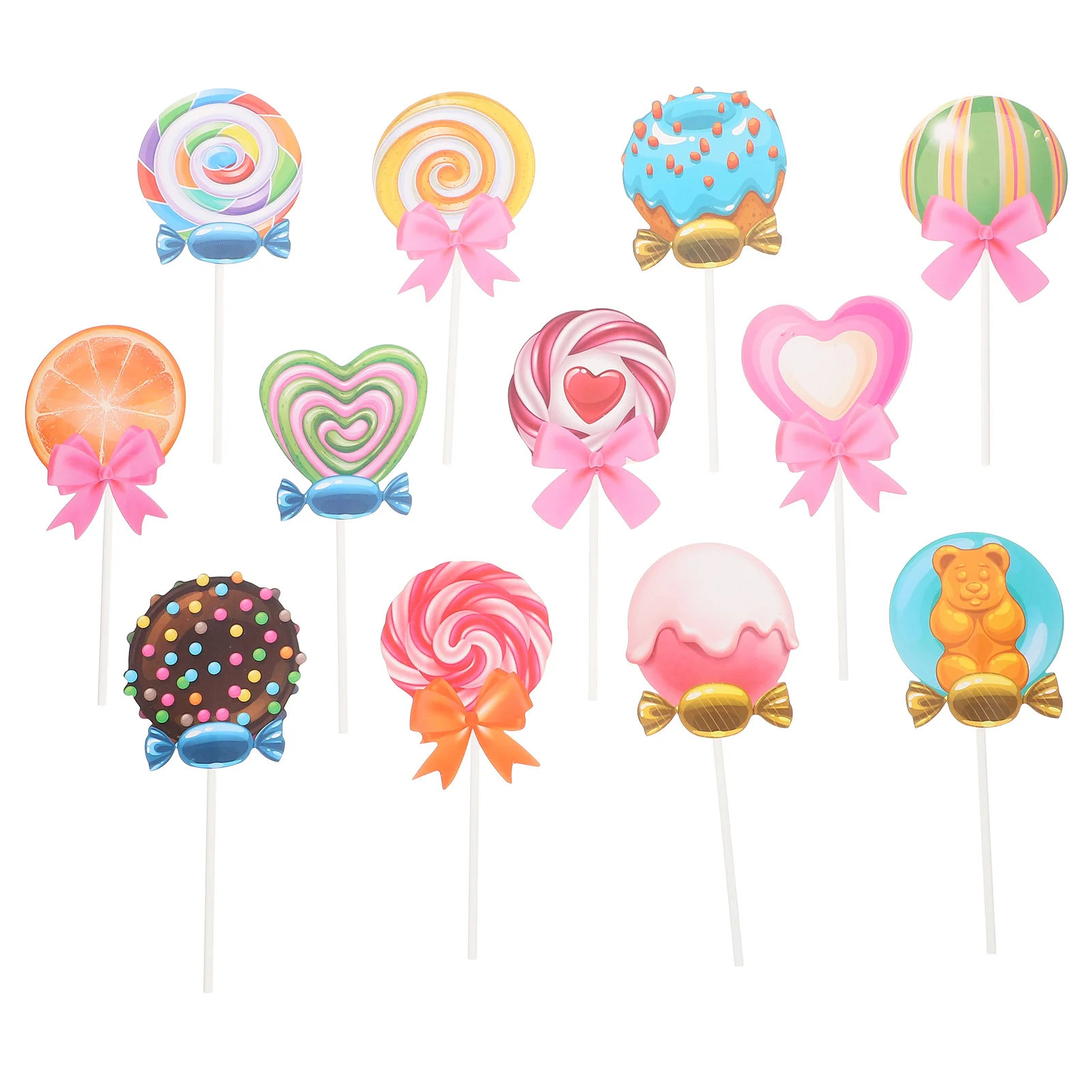 

Lollipop Card Cake Decorative Props Decorations Birthday Party Supplies Themed Cupcake Topper Plug Ins