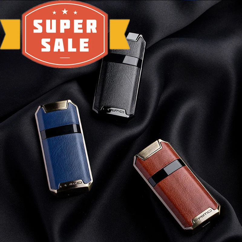 

New High-End Metal Portable Plus Direct Punch Windproof Lighter Can Add Butane Gas Kitchen Outdoor Cigar Accessories Men's Gift