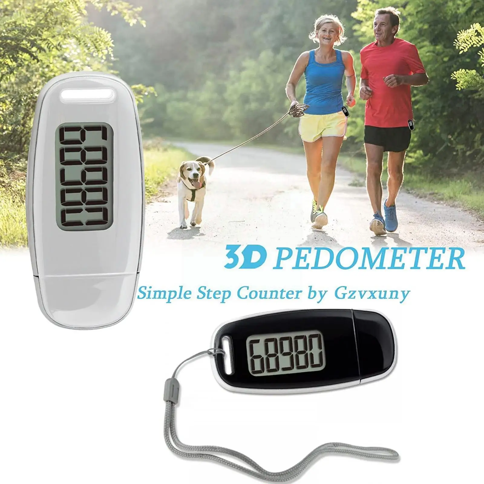 

2.95 Inch Backlit Pedometer 3d Sensor Mini Digital Step Counter With Lanyard For Outdoor Sports Running White Black Color V0g9