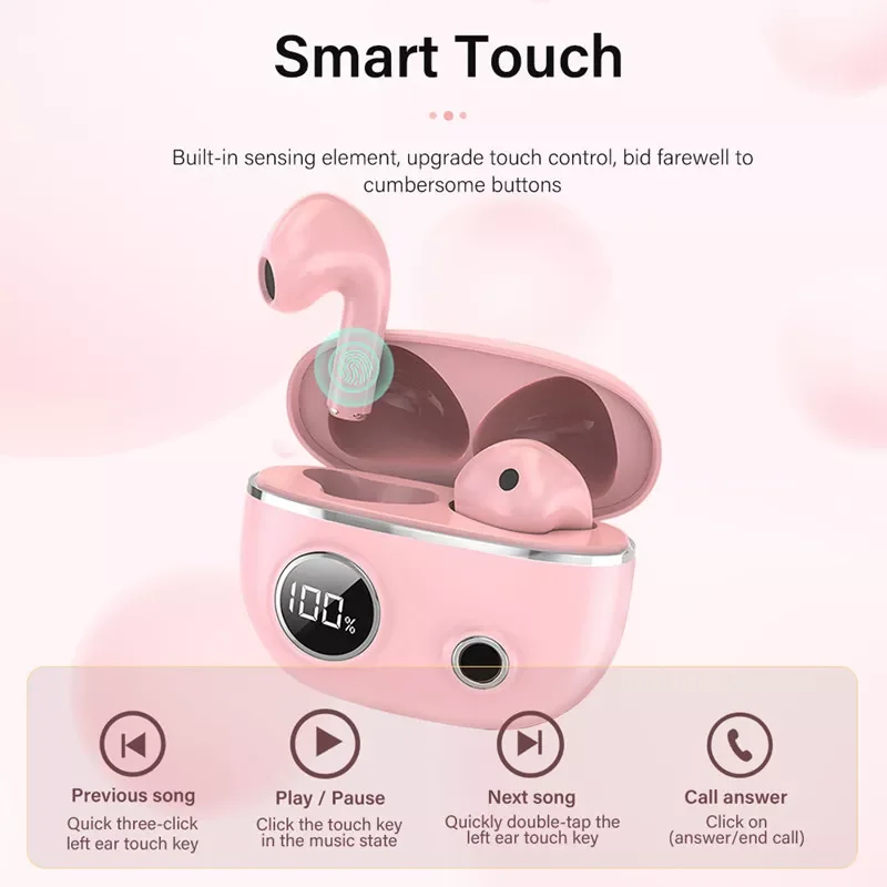 

2022 New R2 TWS Wireless Headphones Fashion Bluetooth Earphone LED Digital Display HIFI Stereo Noise Reduction No Delay HD Call