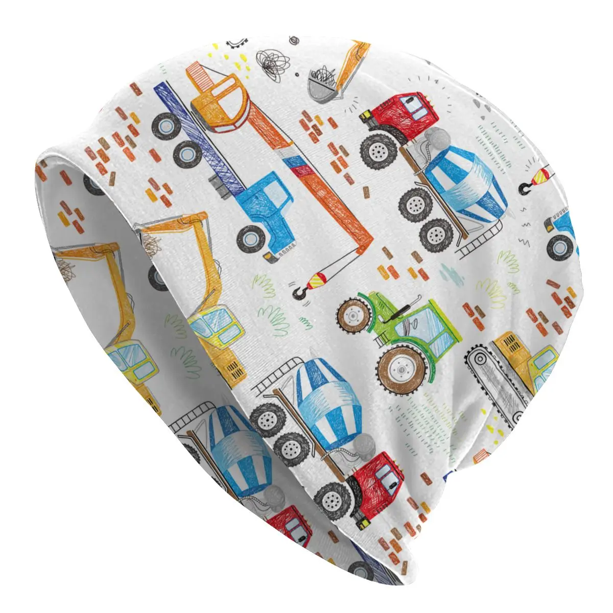 

Мультяшный грузовик экскаватор шляпа вязаная шапка для улицы детский автомобиль аниме клетчатые шапочки облегающие шапки Мужская женская шапка двойного назначения