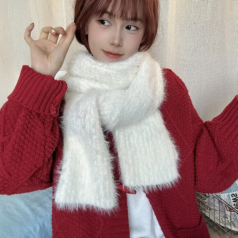 Новый тонкий шарф Y2k женский осенне-зимний длинный мягкий липкий узкое издание