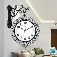 PONIGER Rotating Mosaic Wall Clock Dual Side Watch Luxury Silent Home Interior Corridor Decorative Horloge Free Shipping 801h