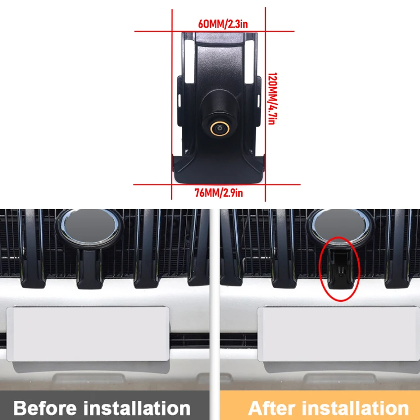 Золотые линзы CCD AHD 1080P фото логотипа автомобиля для Toyota Land Cruiser I20 Fj Prado 150 2008 ~ 2018