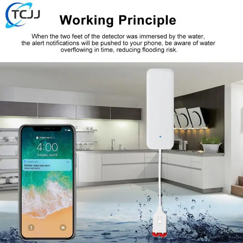 

Смарт-датчик утечки воды Zigbee, Wi-Fi датчик для умного дома, управление через приложение