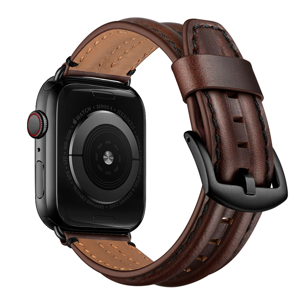 

Wristwatch Accessory For Apple Watch 5 4 44mm 40mm Band Genuine Leather Smart Watch Strap For iWatch 3 2 1 38mm 42mm Bracelet