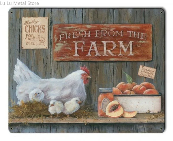 

Farm Fresh Eggs Kitchen Decor Tin Sign ,Metal Sign , Kitchen Decor