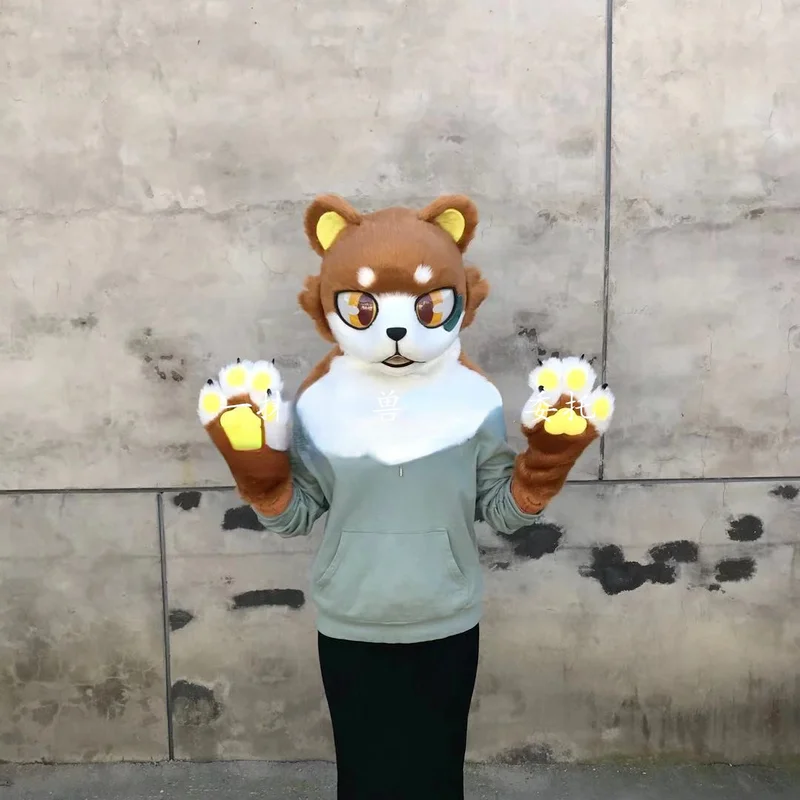 Пушистый костюм с головой животного пушистый на заказ голова Хэллоуин Рождество