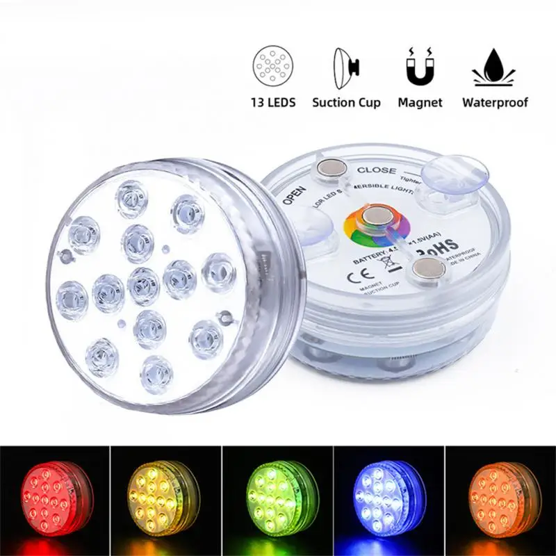 

10PCS RGB Swimming Pool LED Light Rechargeable Submersible Light 13LED Remote Control Submersible Night Lamp Underwater light