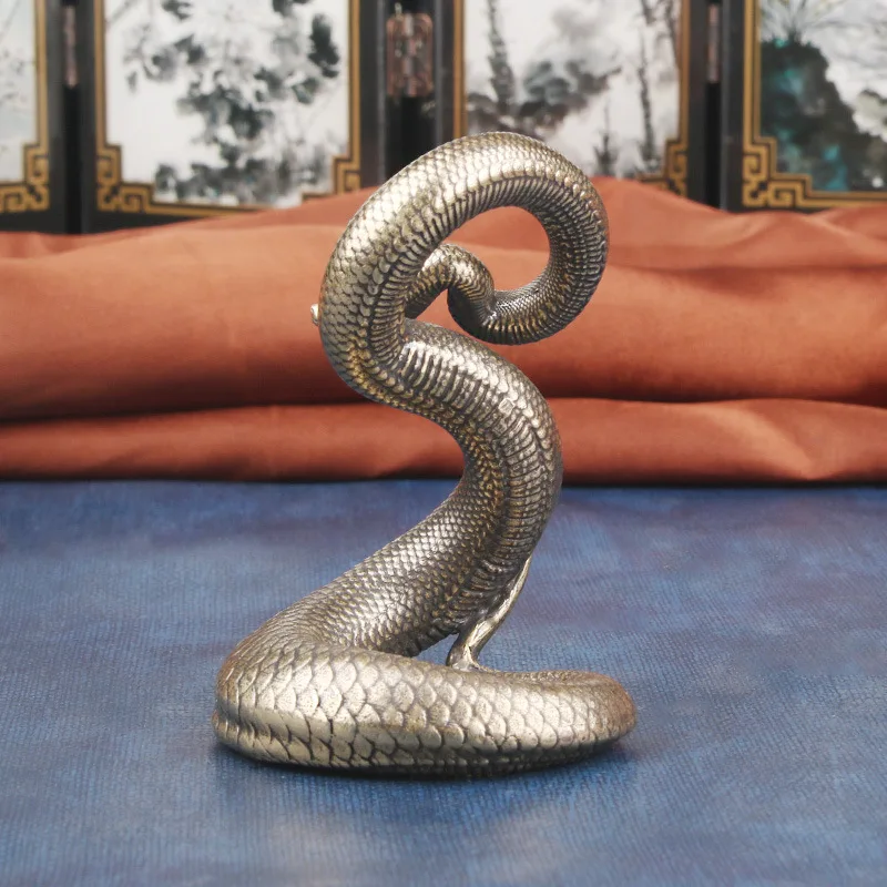 Фото Твердая латунь Viper, настольное украшение, год зодиака, змея, бронзовая скульптура, ремесло, подарок, медная посуда, оптовая продажа №3