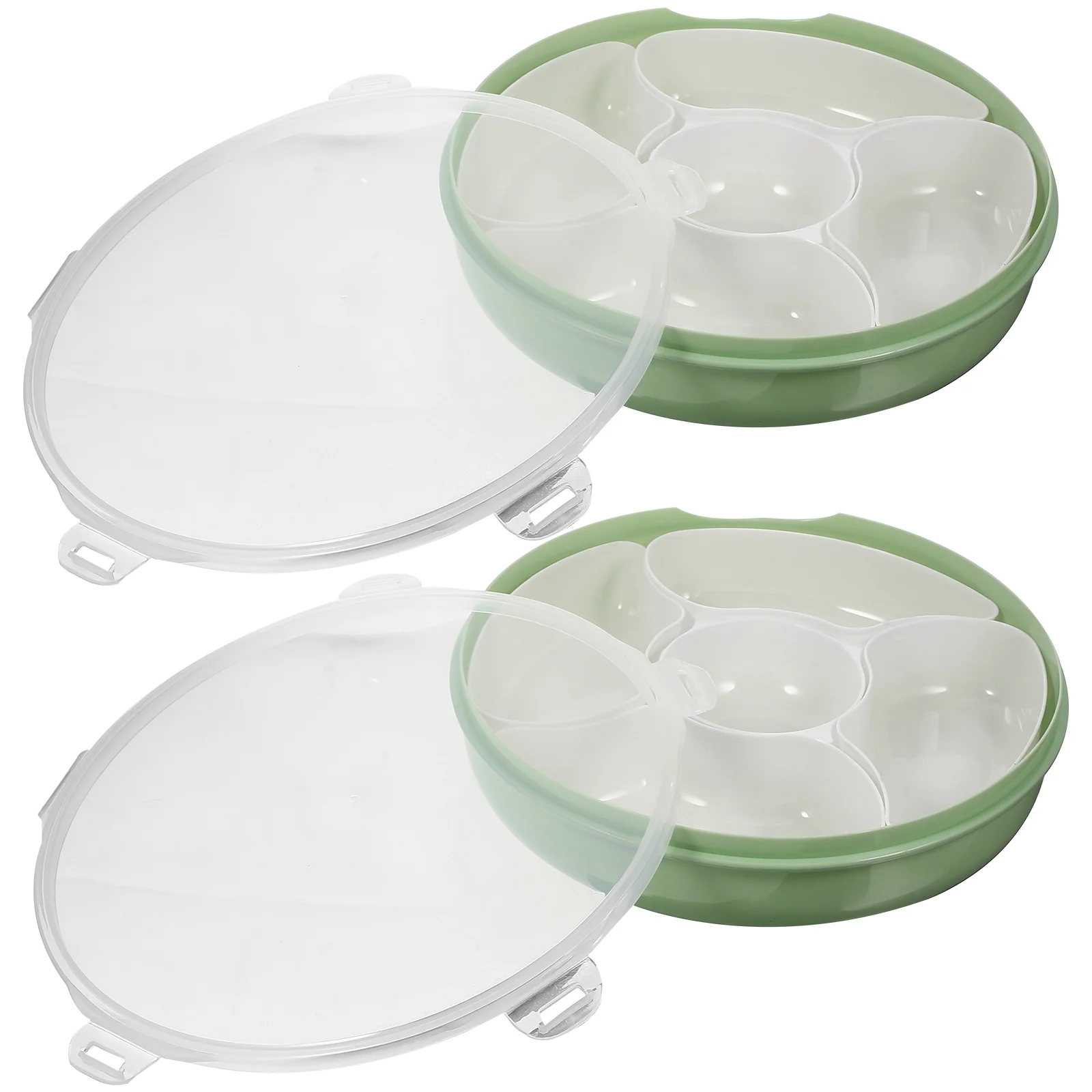 

2 Pcs Sectional Tray Nut Platter Snack Storage Box Serving Tray Round Compartment Fruit Plate Food Plate Pasta Plate