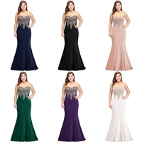 womens plus size mermaid evening dress long sleeveless lace appliques illusion satin formal evening party gowns elegant vestido