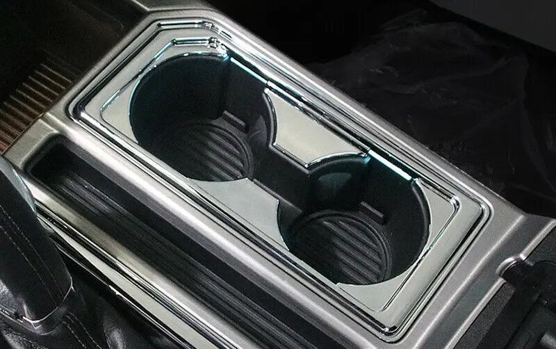 

ABS Chrome Inner Front Water Cup Holder Cover 1pcs For Ford F150 F-150 2015-2020