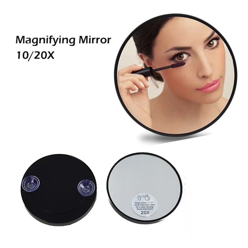 10/20X Pocket Magnifying Mirror With Tweezer Round Suction Cup Compact Dorms Portable Travel ABS Bedroom Bathroom For Makeup