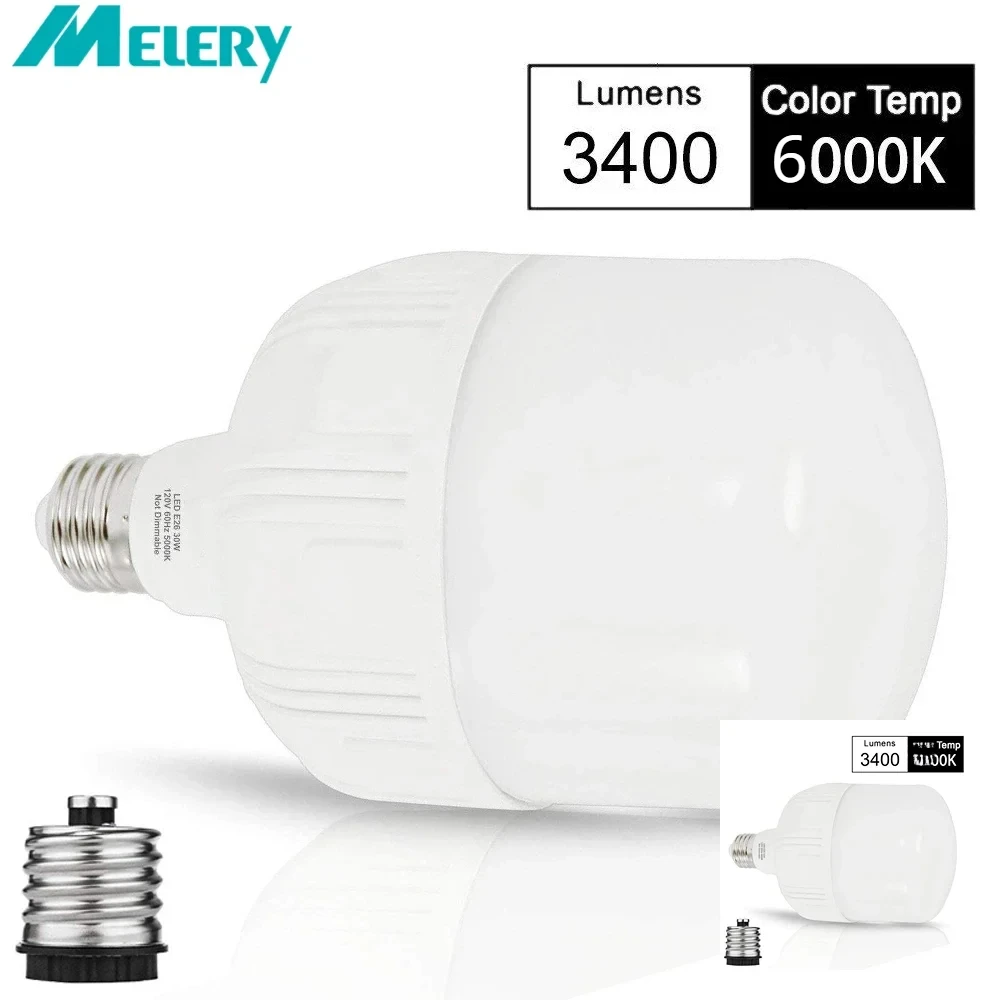

E26 LED Light Bulb 300W HID/MH Equivalent 30W Commercial Retrofit T80 3400 Lumens Daylight 5000K for Garage Warehouse Outside