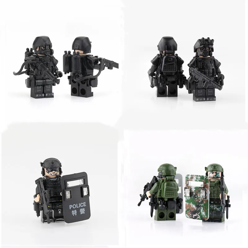 

MOC Military Building Blocks WWII Figures Spitfire Model City Police Special Forces Small Particle Puzzle Boy Assembled