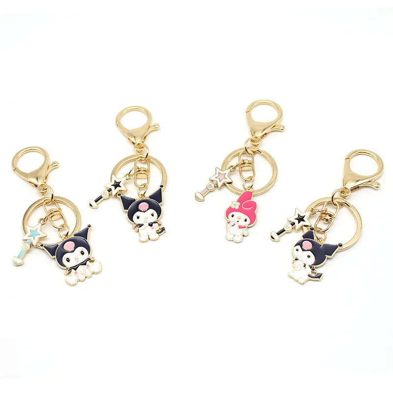 Cute Sanrio Kuromi Key Chain Cartoon Bag Accessories Kawaii Alloy Key Pendant Surprise Gifts for Children and Friends