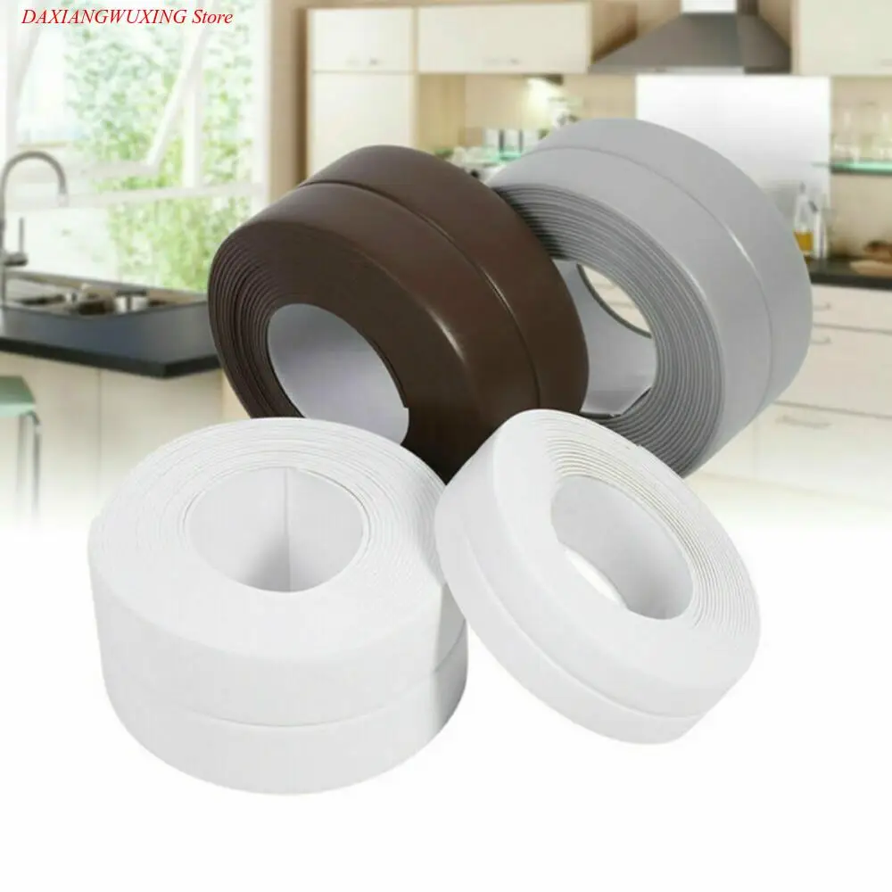 

2020 Bathroom Shower Sink Bath Sealing Strip Tape White PVC Self adhesive Waterproof Wall Sticker for Bathroom Kitchen