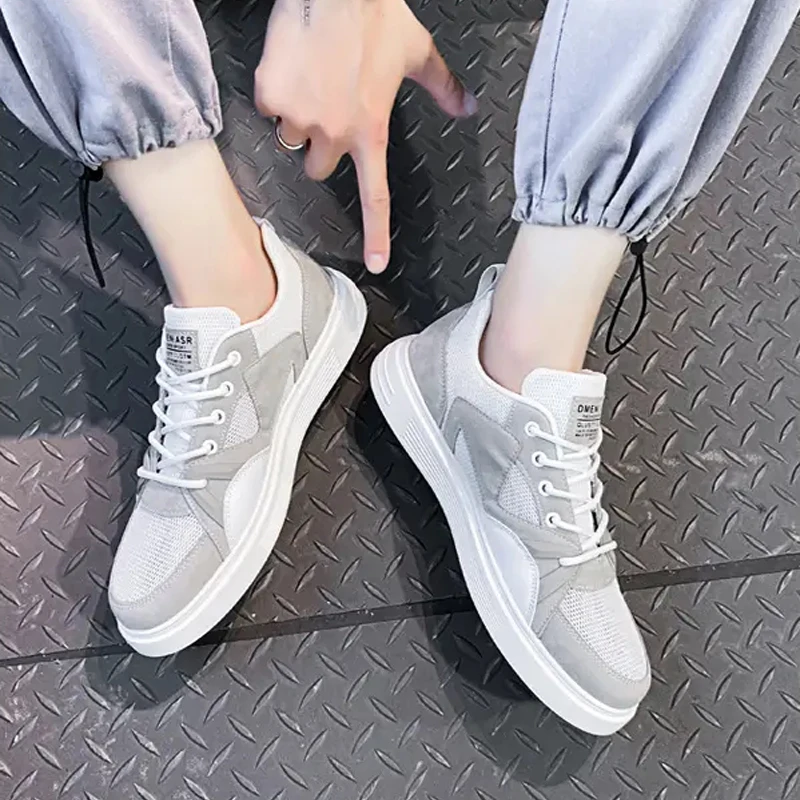 Mesh Skateboarding Shoes for Men Sneakers White Bottom Non-slip Leisure Walking Shoes Sport Footwear