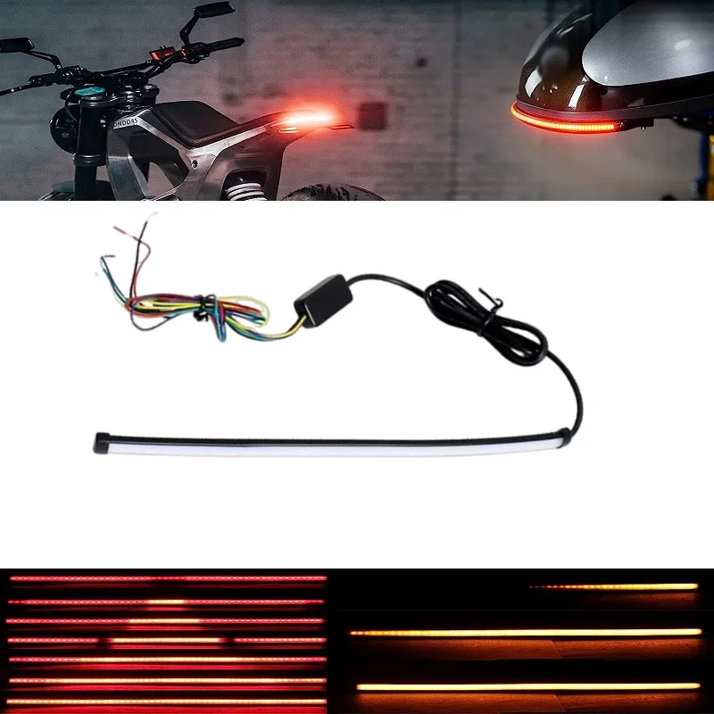 

20CM 30CM 45CM 60CM Motorcycle Turn Signal Light Strip Moto Sequential Switchback Flowing Turn Brake Lights LED Taillight Stripe