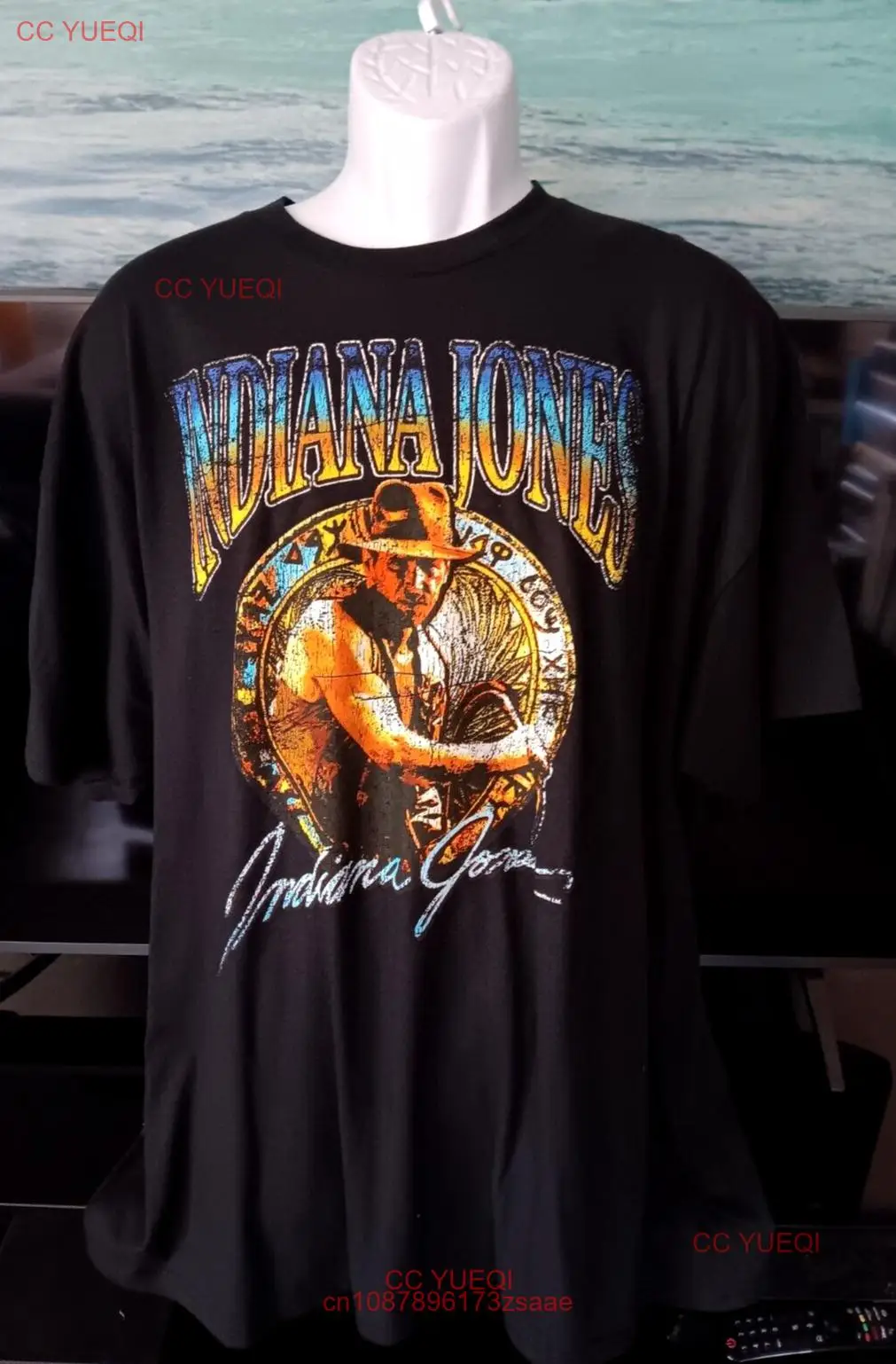 Футболка Мужская/женская черная Винтажная с рисунком из фильма Индиана Джонс