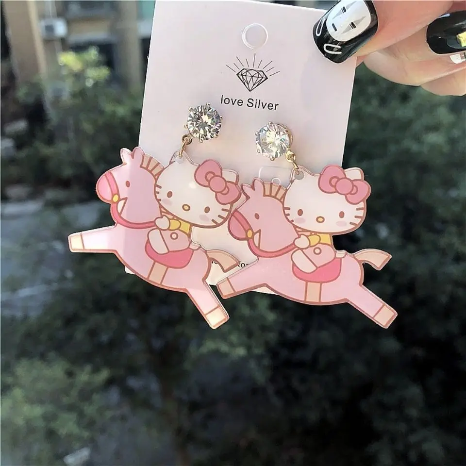 Серьги Hello Kitty милые индивидуальные Модные Акриловые корейские серьги из серебра