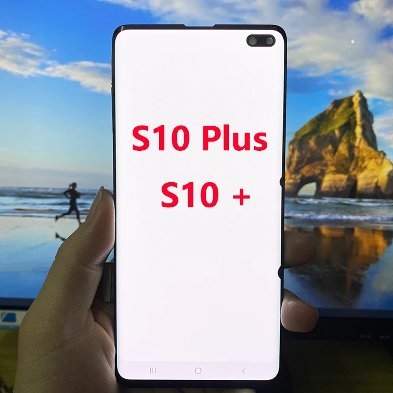 Оригинальный AMOLED G975F ЖК-дисплей для Samsung S10 Plus сенсорный экран с рамкой в сборе Galaxy