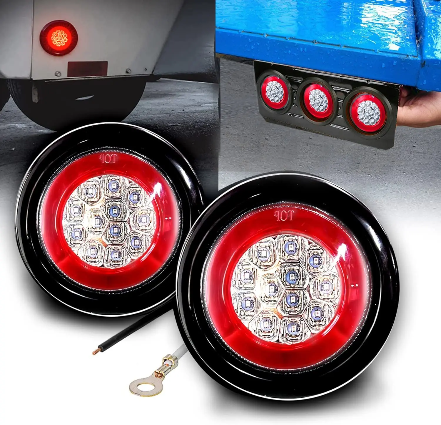 

5" Round LED Trailer Tail Lights Running Stop Brake Lighting Waterproof lamp Taillight 12V for Truck Boat Van Caravan Snowmobile