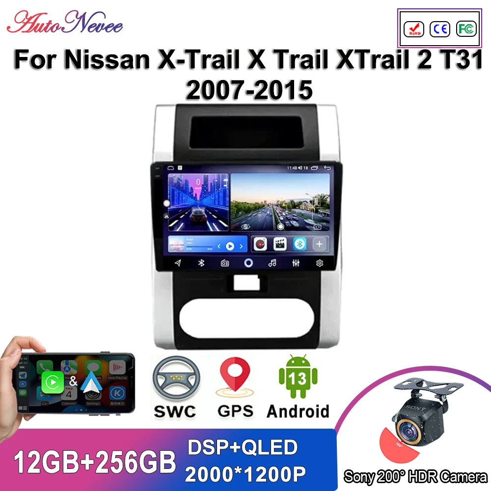 Мультимедиа Android 14 для Nissan X-Trail X Trail 2 T31 2007-2015 авторадио GPS-навигация