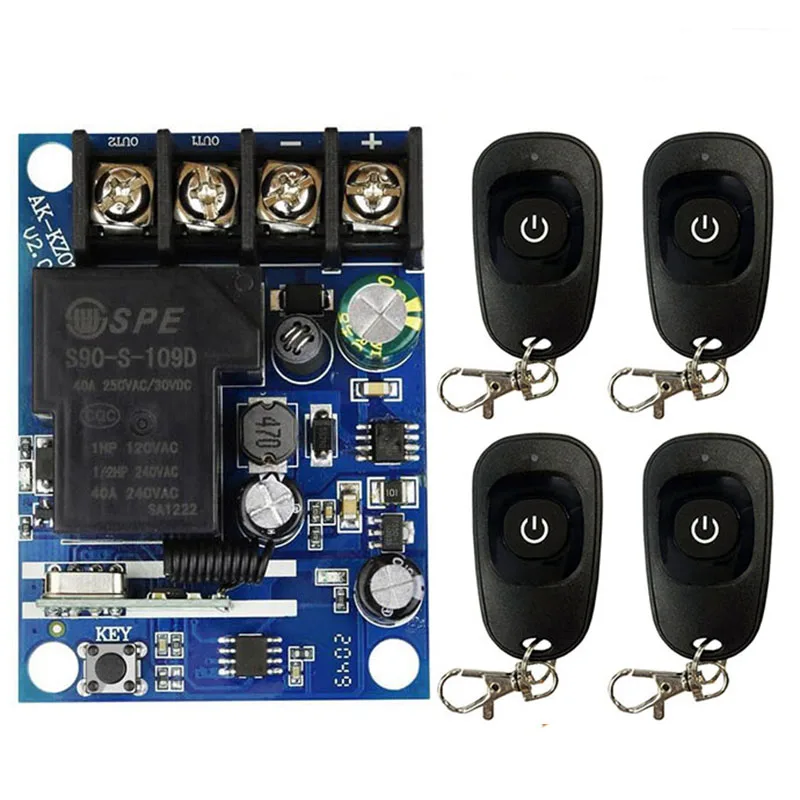 Универсальный беспроводной пульт дистанционного управления Переключатель 12 В постоянного тока 24 В 48 в 30 А релейный модуль приемника с радиочастотным пультом 433 МГц фотопередатчик