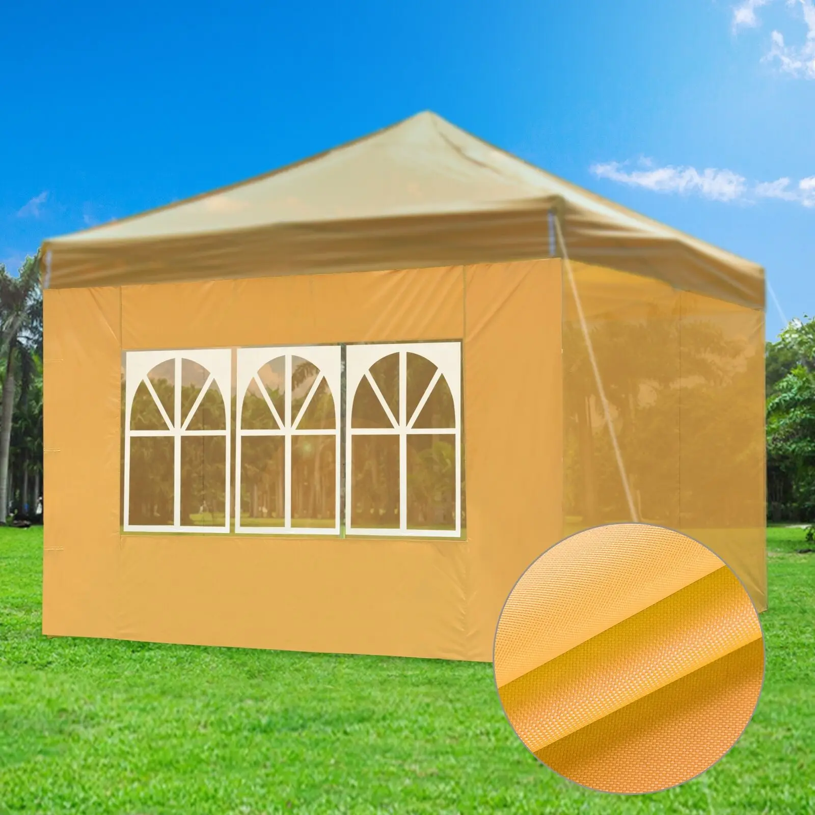 10x7ft Canopy Gazebo with Windows UV30+ Protection & Fade Resistance Yellow