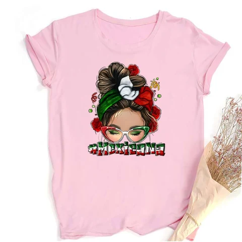 Рубашка с принтом Mexicnana для девочек, женская летняя футболка в стиле ретро, футболка с графическим рисунком, модная женская футболка с короткими рукавами, винтажная одежда для девочек