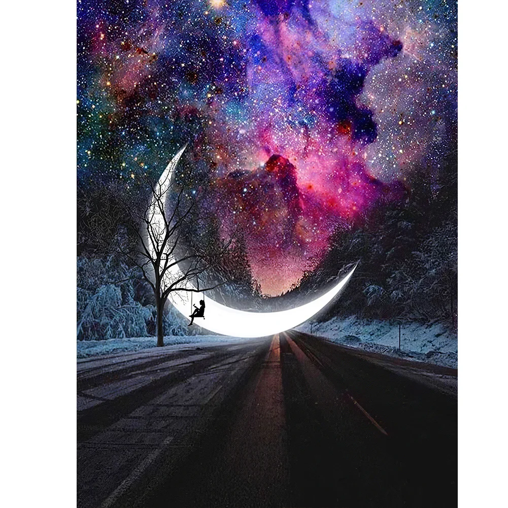 Full Round Drill Diamond Mosaic Starry Moon Pattern Pictures Gift Holiday Art Picture Pendant Home Decoration | Дом и сад
