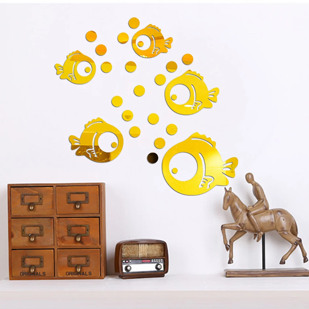 

Room Decor Home Decor Wall Stickers Mirror For Bedroom Aesthetic Bubble Fish Acrylic Self-adhesive Decorative Mirrors Vinilos De