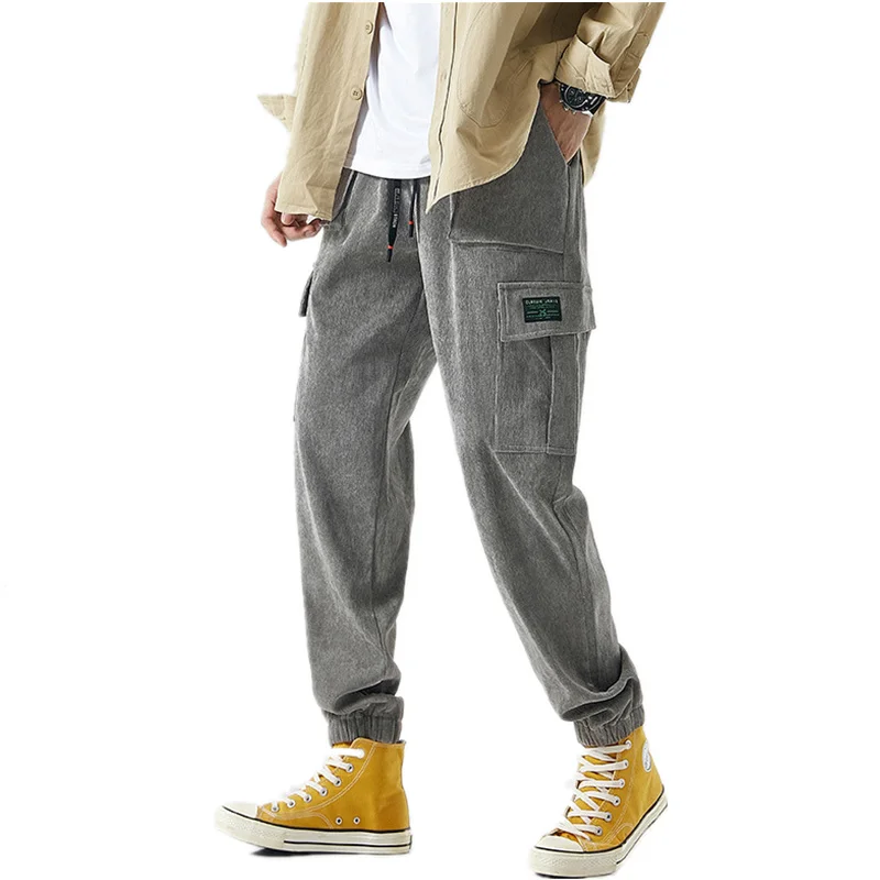 

Men's Pants Winter Men Casual Corduroy Harajuku Wide Leg Overalls Mens Japanese Streetwear Sweatpants Male Korean Joggers