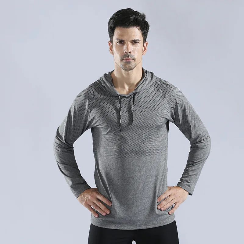 Men Running Hoodie Outdoor Sport Hooded Sweatshirt Gym Bodybuilding Fitness Joggers Training Athletic Clothing Outwear Shirt Top