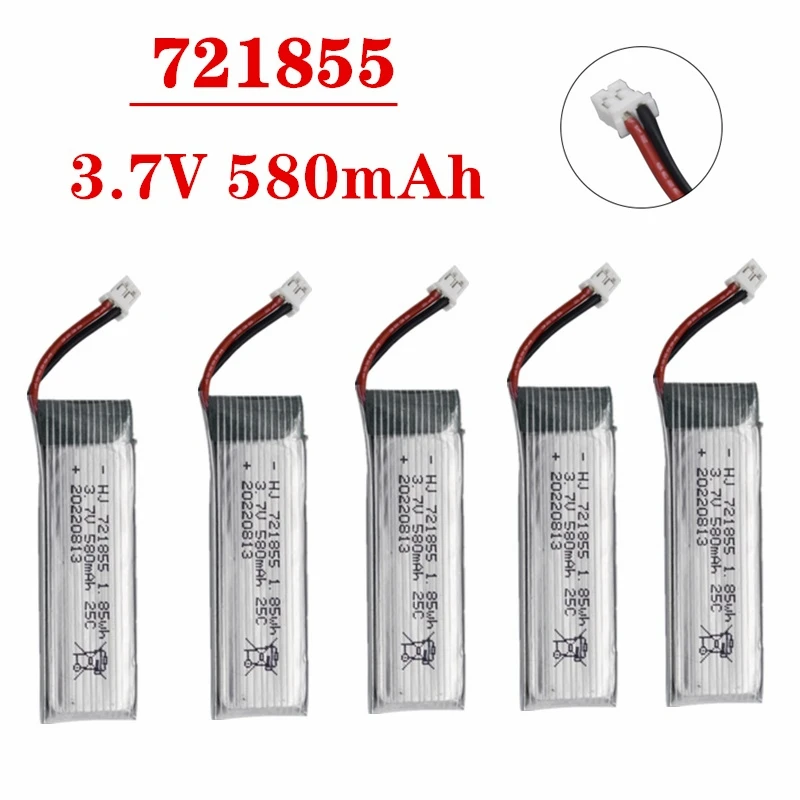 

1S 3,7 V 580mAh Lipo батарея для RC вертолета дрона Запасные Части RC Дрон с 2,00 мм вилкой 721855 3,7 V батарея