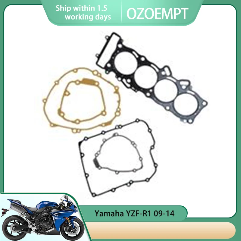 

OZOEMPT Engine Cylinder Crankcase Repair Gasket Apply to Yamaha YZF-R1 09-14