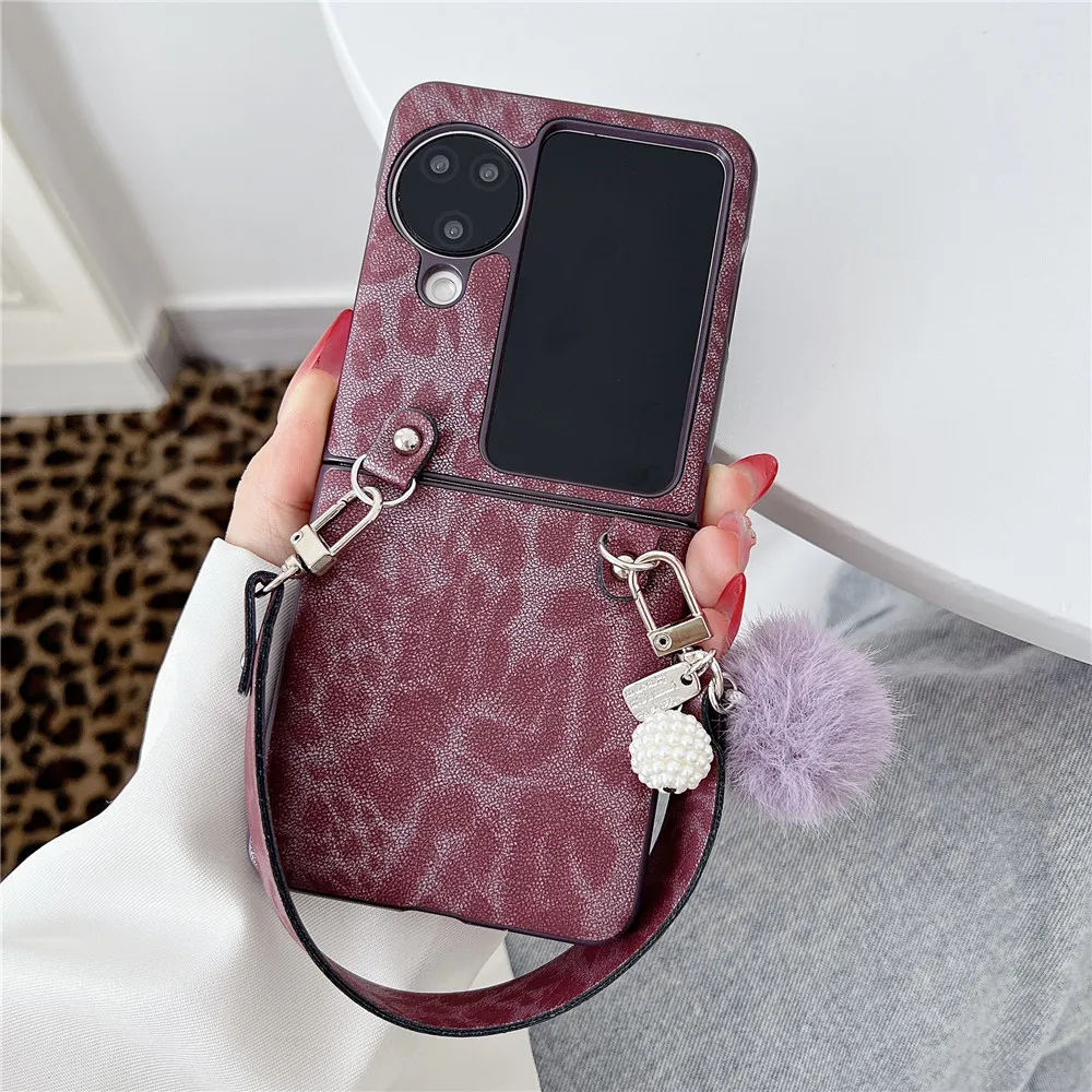 Роскошный чехол-браслет с леопардовым принтом для Motorola Razr50 ultra чехол OPPO Find N3Flip Caes