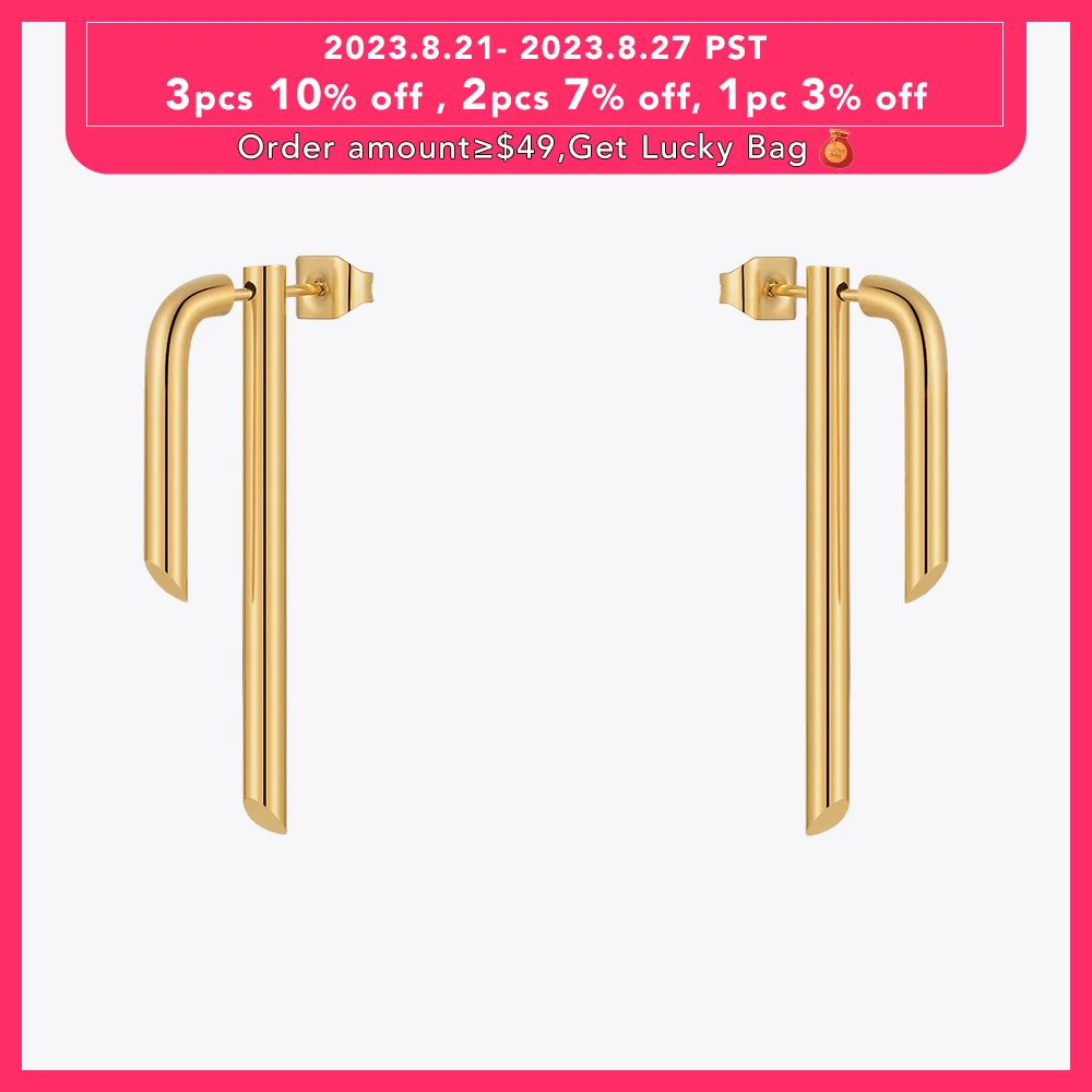 

ENFASHION Tube Stud Earrings For Women Christmas Gold Color Pendientes New In Earings Stainless Steel Fashion Jewelry E221443