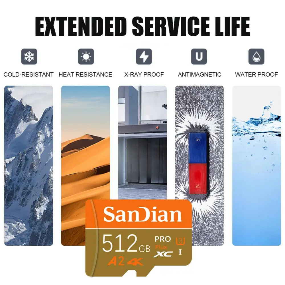 Карта памяти Micro TF SD 1 ТБ флэш-карта C10 микро-карты 128 ГБ 256 512 U3 V30 4K TF-карта для камеры