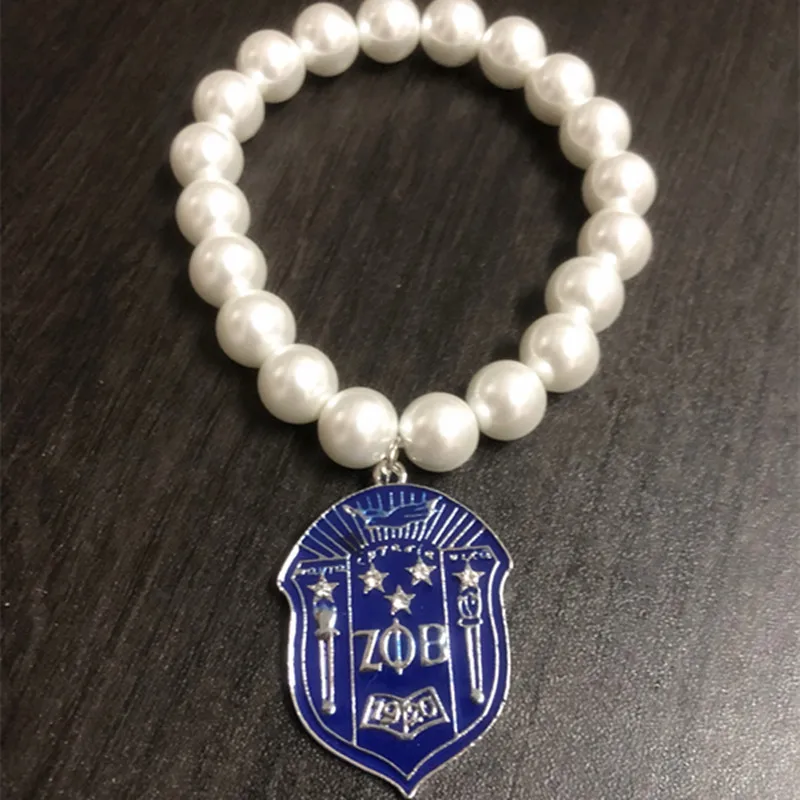 1 шт. ZPHIB голубь с высоким стеклянным жемчугом женский браслет Zeta Phi Beta Sorority